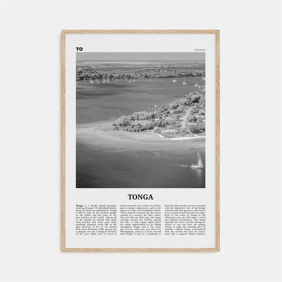 Tonga Black And White Wall Art Print, Nuku'alofa