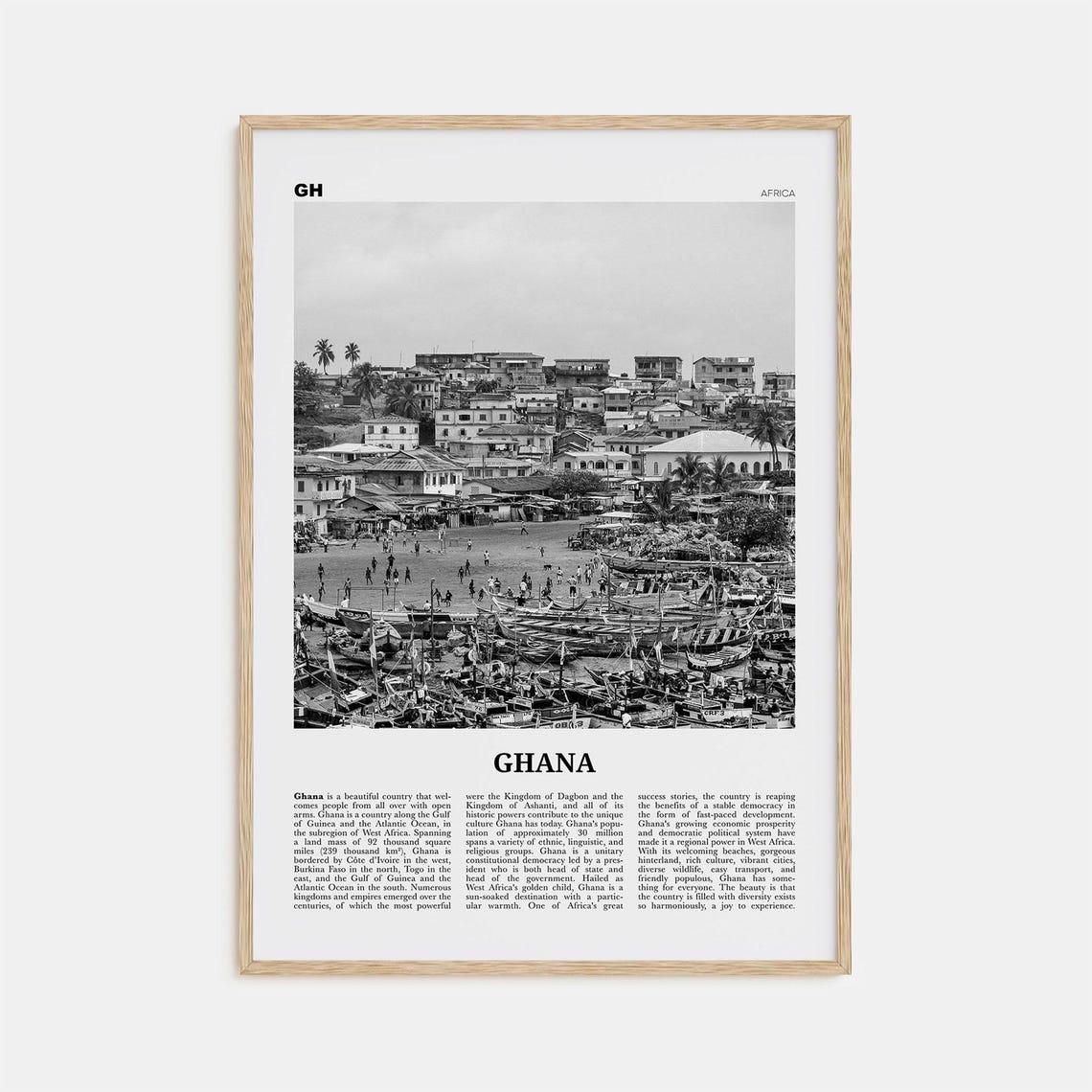 Ghana Black and White Art Print, Accra Africa