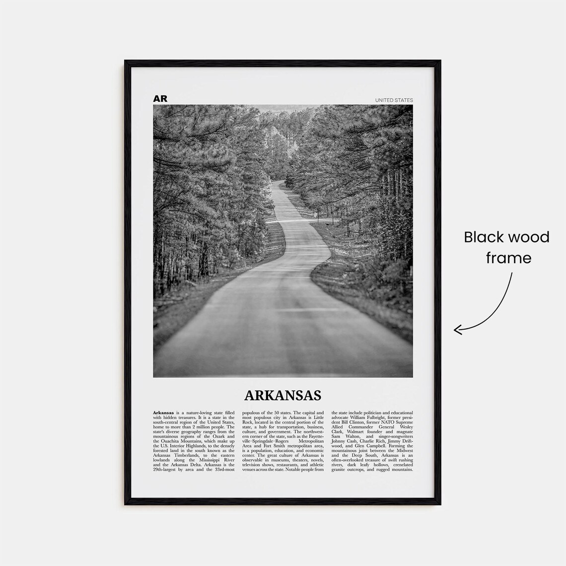 Arkansas Black and White Travel Poster, No. 1 - Image 3