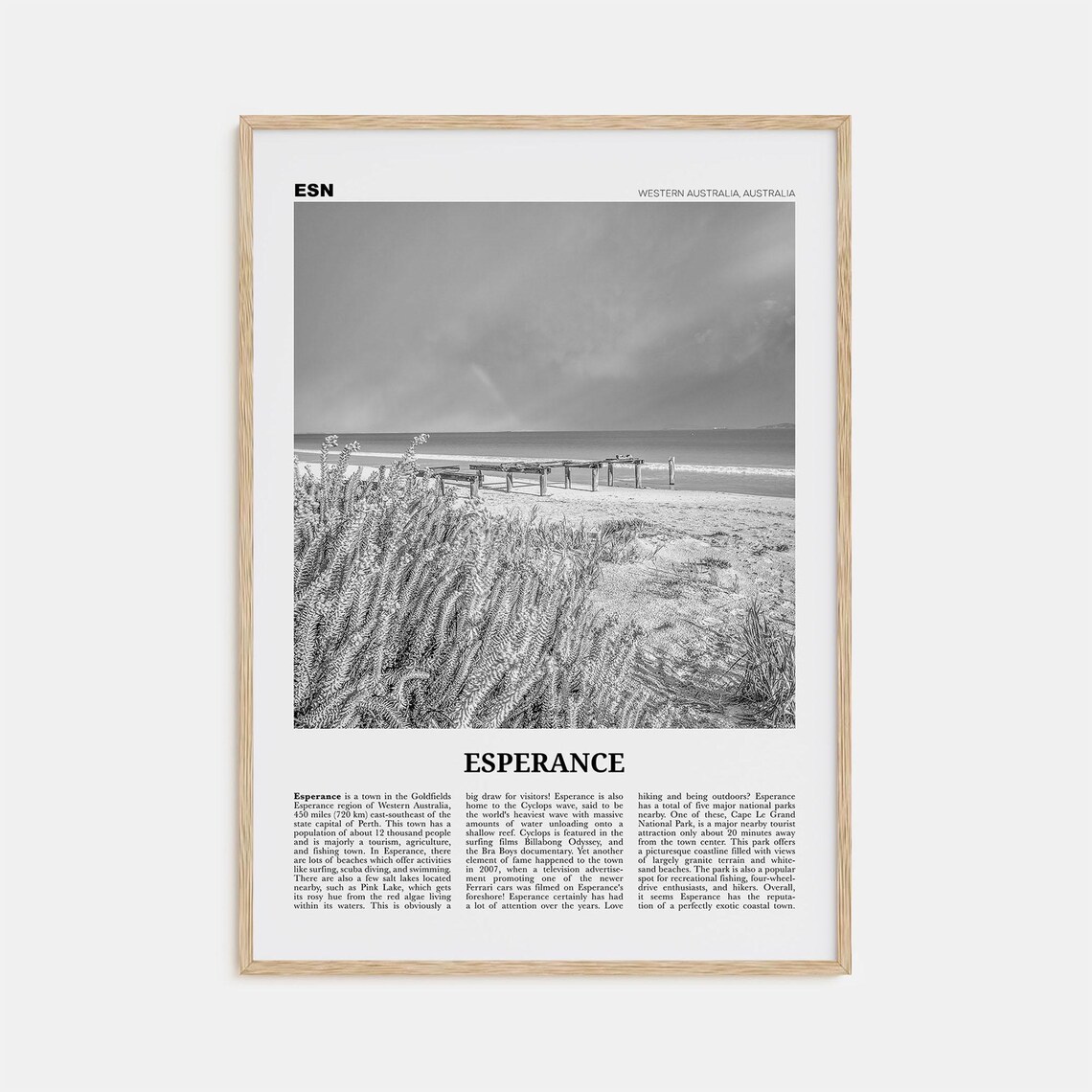 Esperance Black and White Travel Poster, Australia