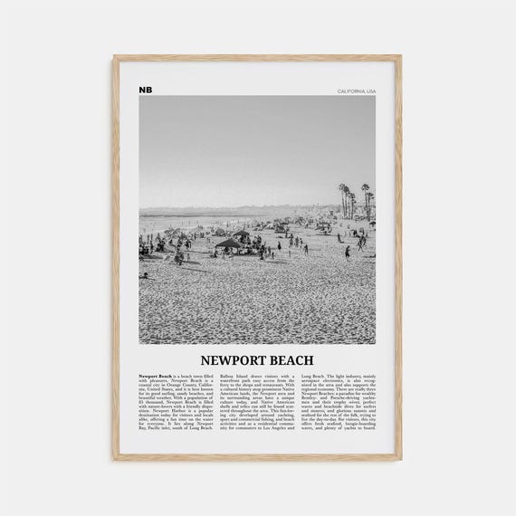 Newport Beach Black and White Travel Poster