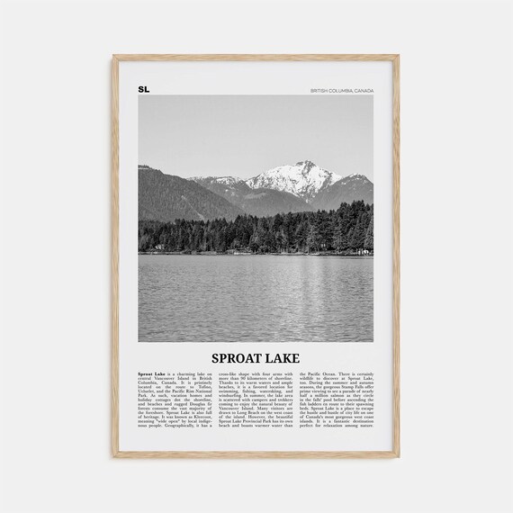 Sproat Lake Black and White Travel Poster Print