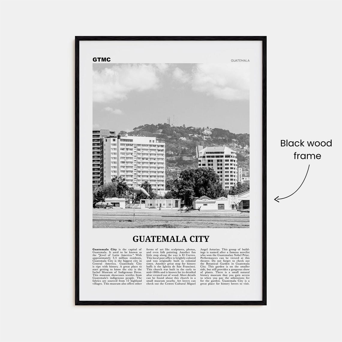 Guatemala City Print Black And White Guatemala City Wall Art Guatemala City Poster Guatemala City Photo Guatemala City Wall Dcor - Image 3