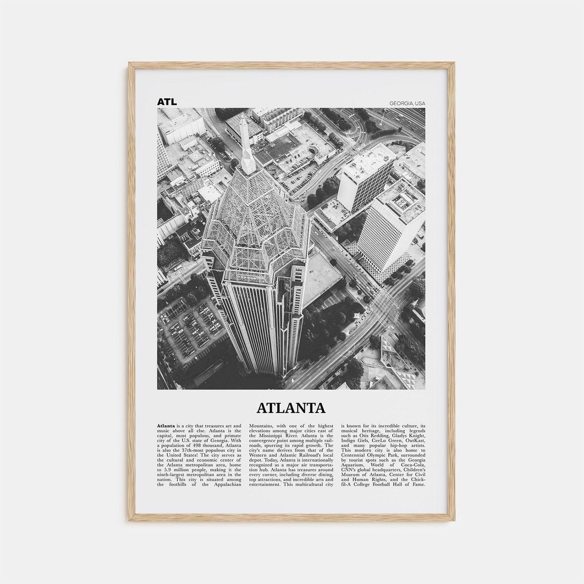 Atlanta Black And White No. 3 Travel Poster