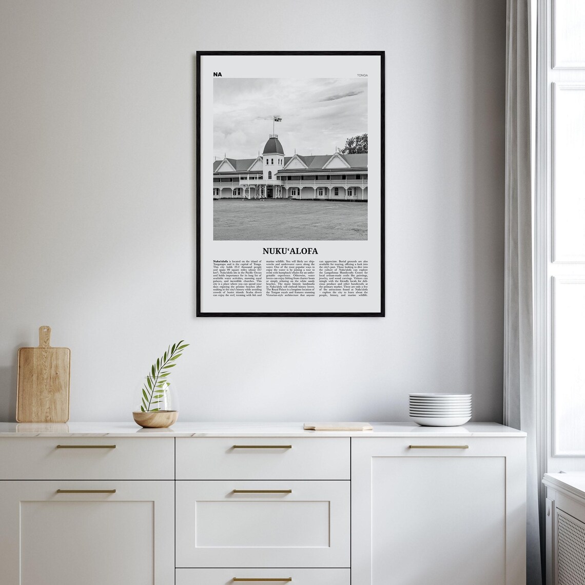 Nukualofa Black and White Map Poster, Tonga Travel - Image 2