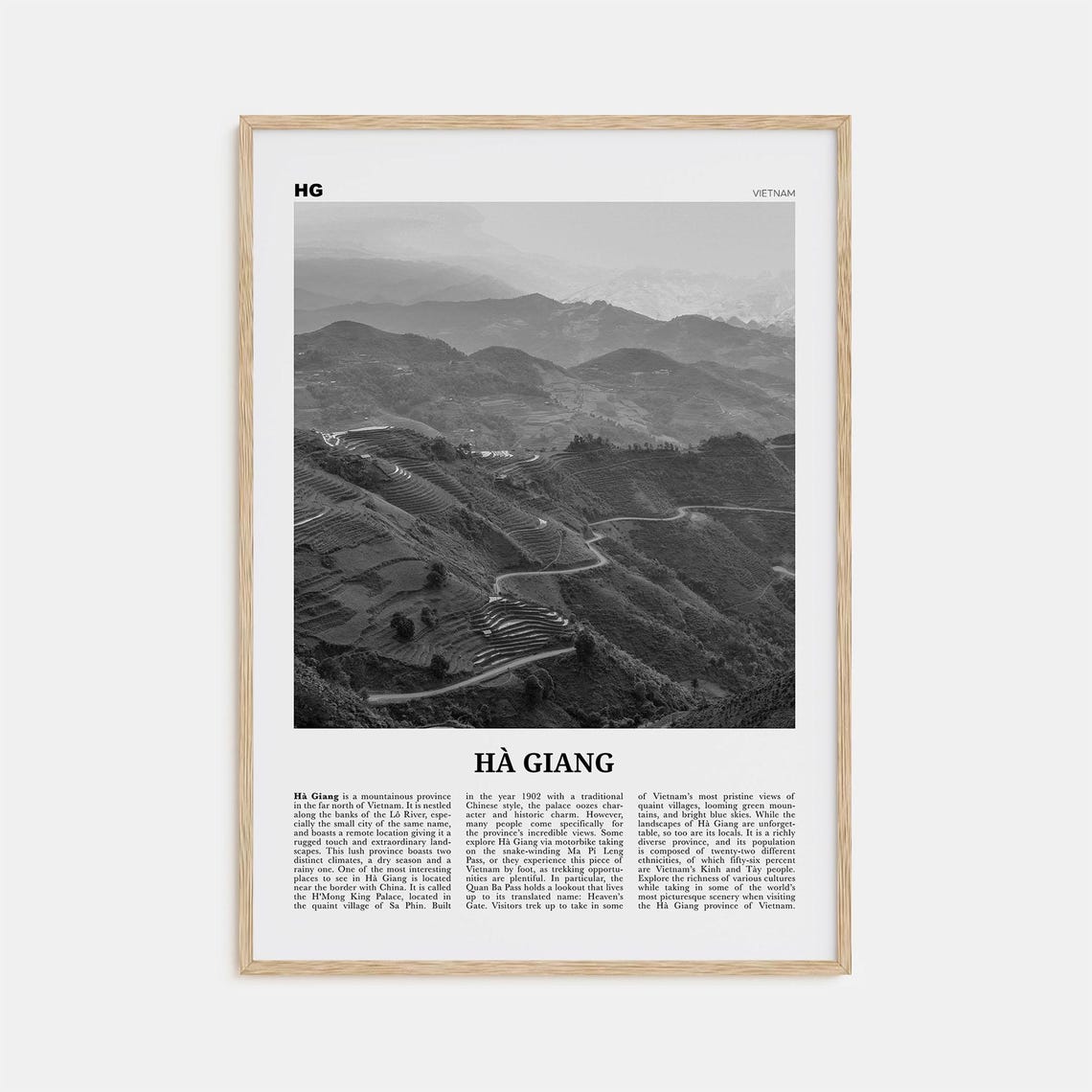 Ha Giang Black And White Travel Poster, Vietnam