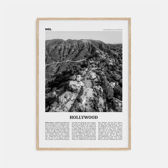 Hollywood Black and White Travel Poster, Los Angeles