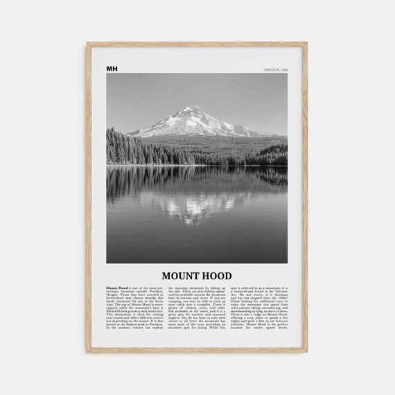 Mount Hood Black and White Travel Poster Print