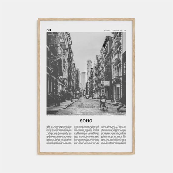 Soho, New York City Travel Poster, Black and White
