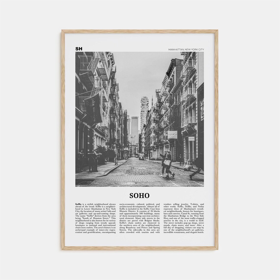Soho, New York City Travel Poster, Black and White