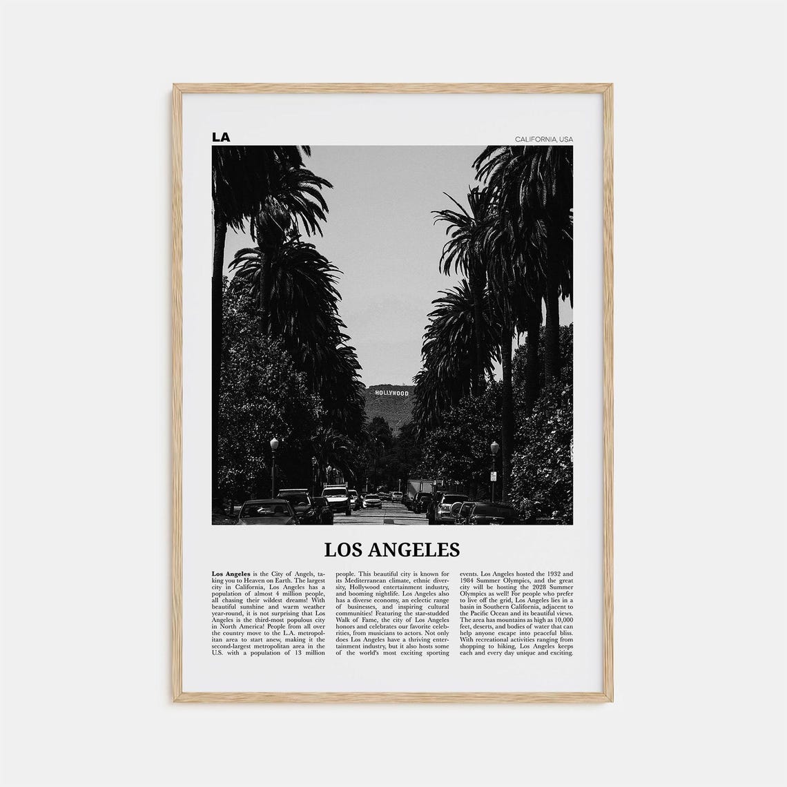 Los Angeles Black and White Travel Poster
