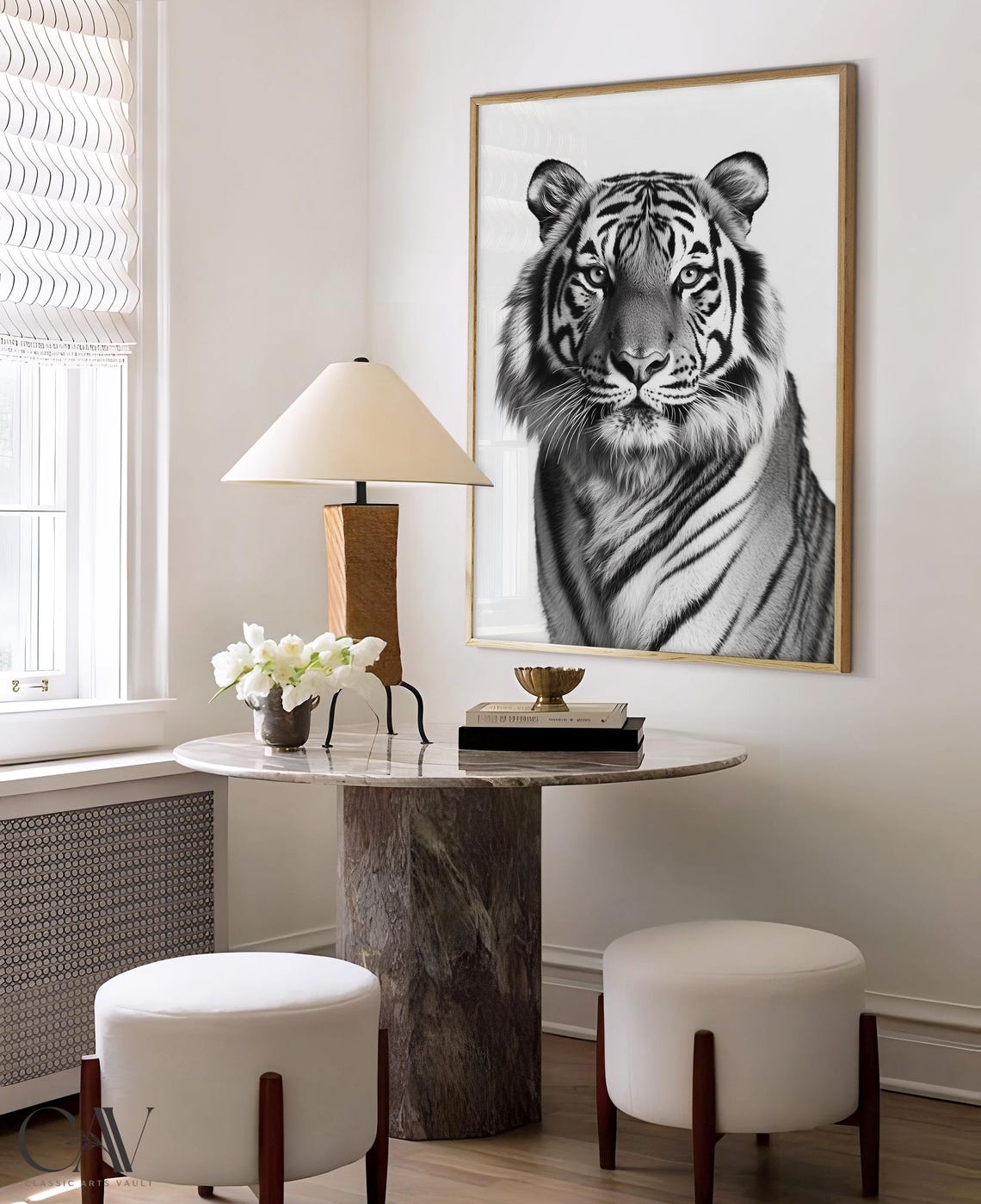 Tiger Black and White Photography Portrait Bold Big Cat Wall Art - Image 4
