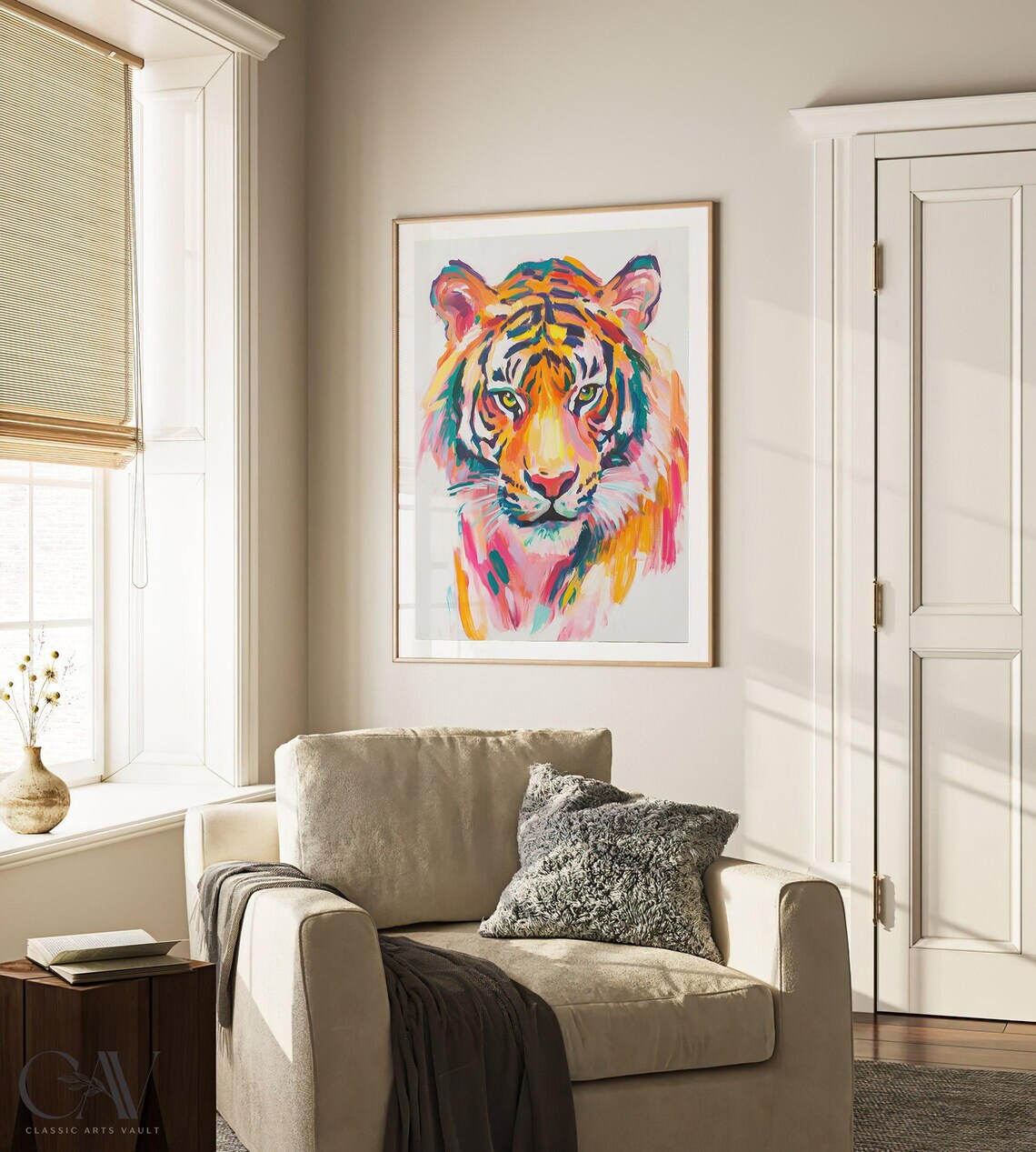 Colorful Tiger Face Close Up Painting in Vivid Brushstrokes Poster - Image 2