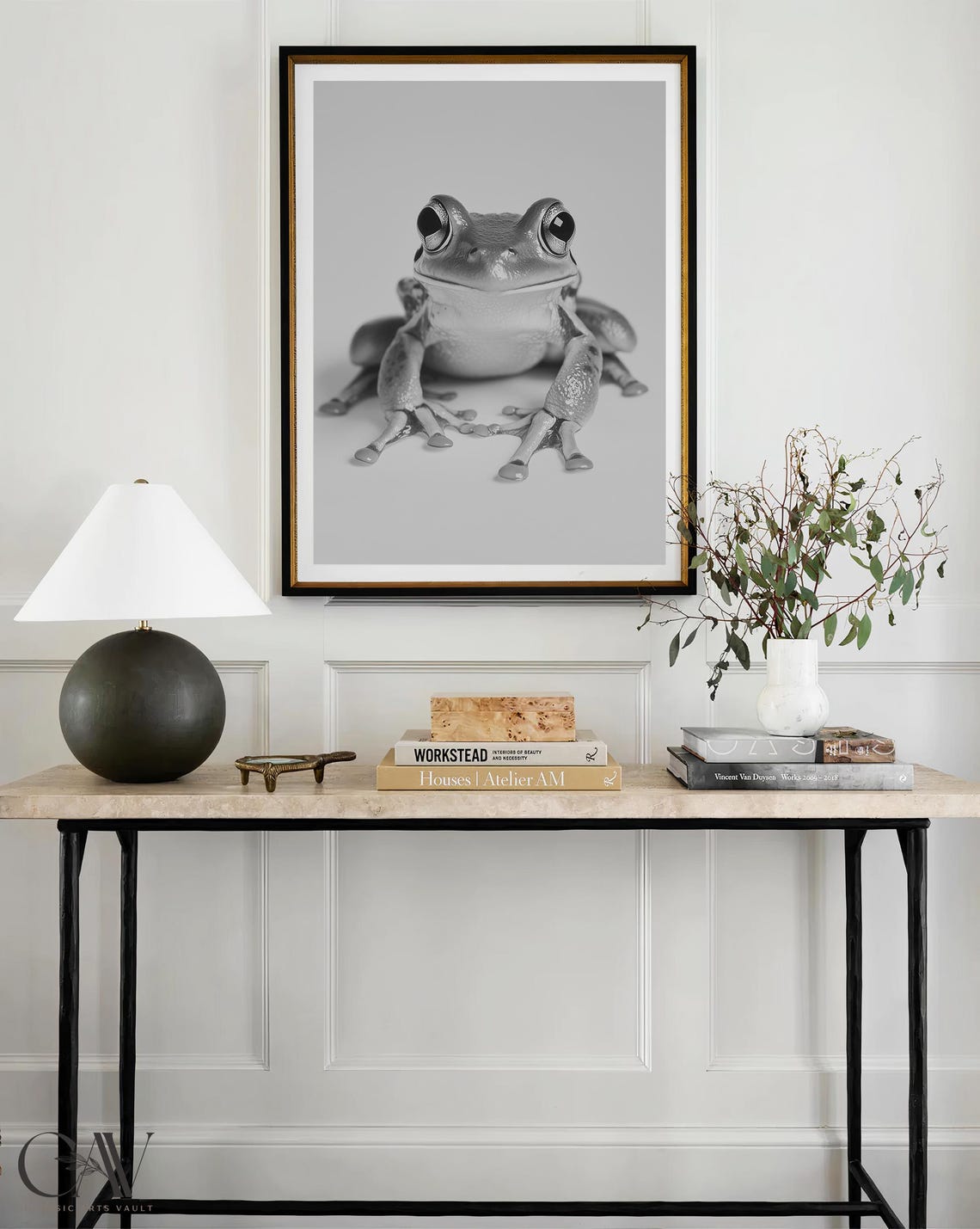 Funny Black and White Tree Frog Portrait Photography Wall Art - Image 3