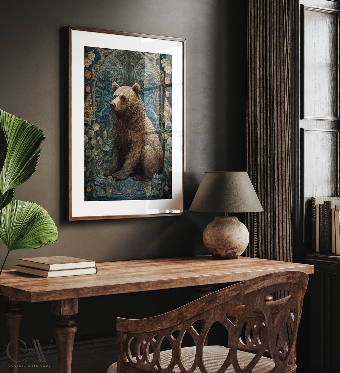 William Morris-Inspired Brown Bear Art Print - Image 4