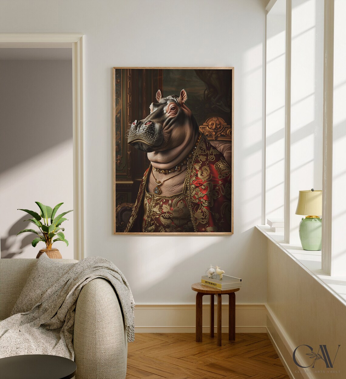 Hippopotamus Royal Renaissance Portrait Vintage Art Print - Image 2
