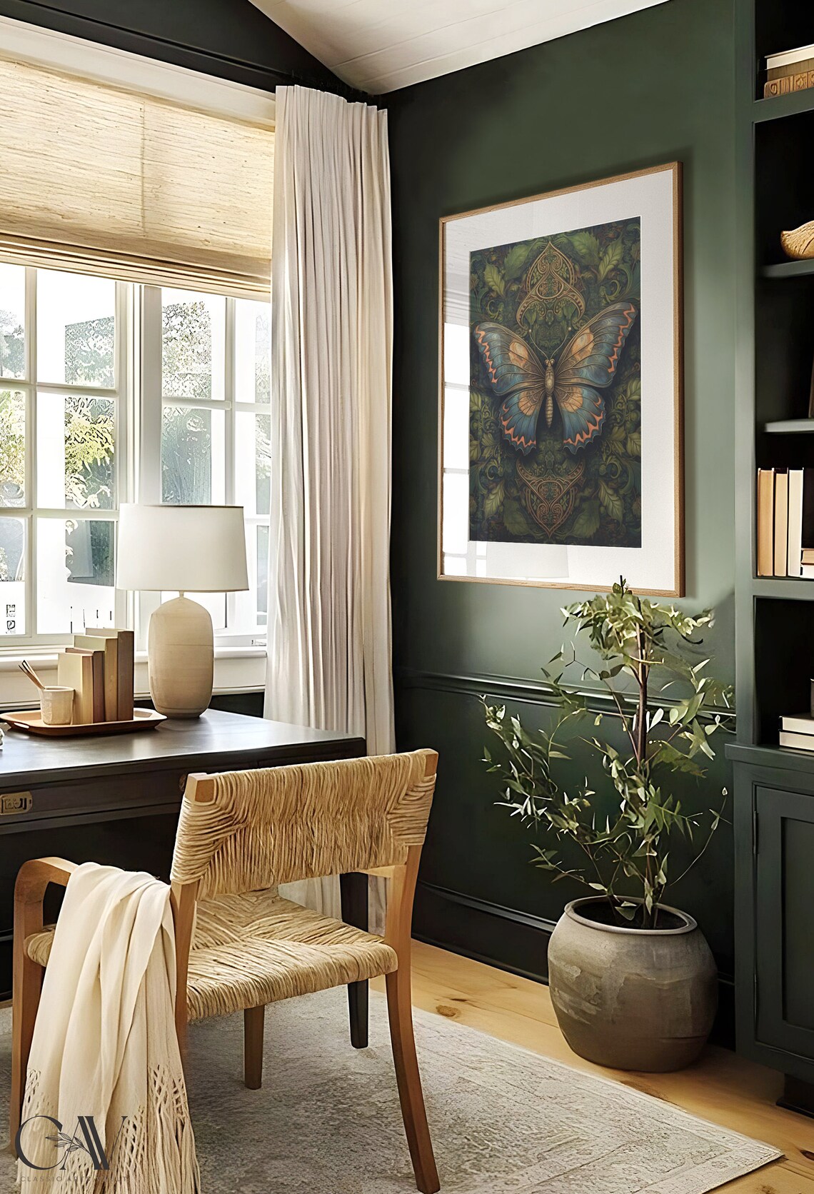 William Morris Inspired Butterfly Art Print, Botanical Decor - Image 3