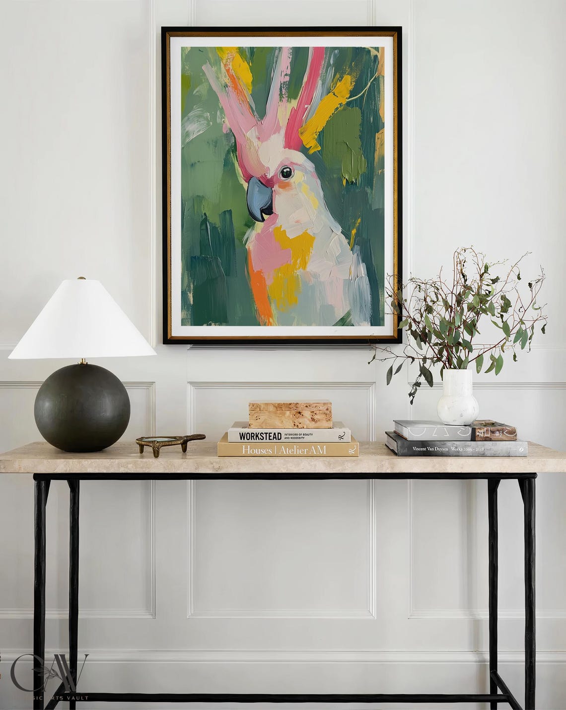 Cockatoo Abstract Painterly Pink Yellow Modern Pop Art Poster - Image 4