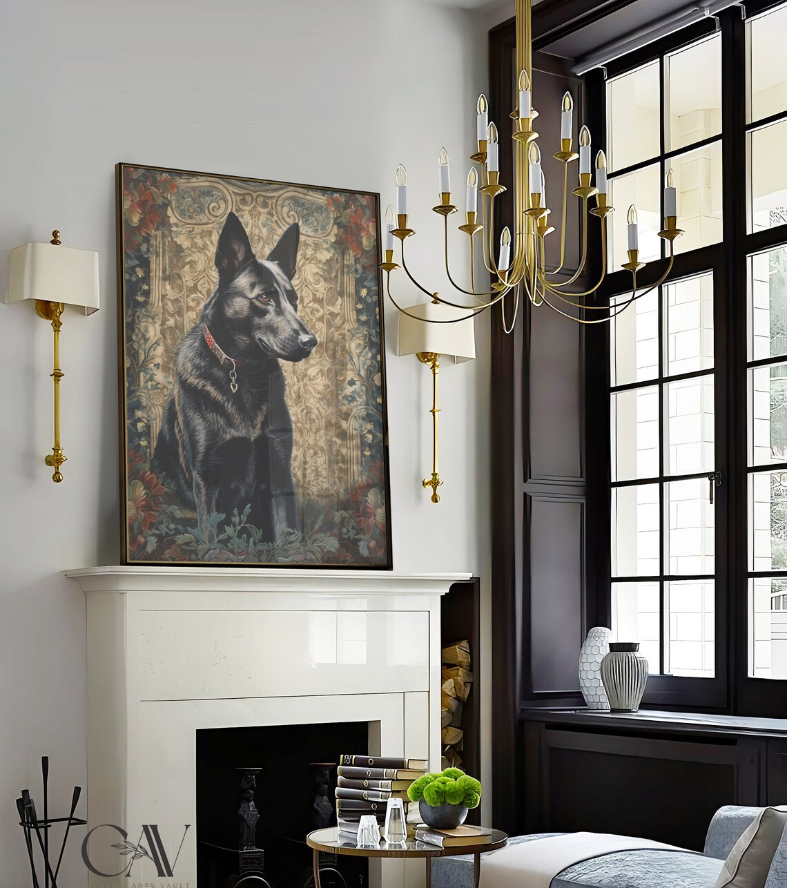 William Morris Inspired German Shepherd Dog Art Print - Image 3