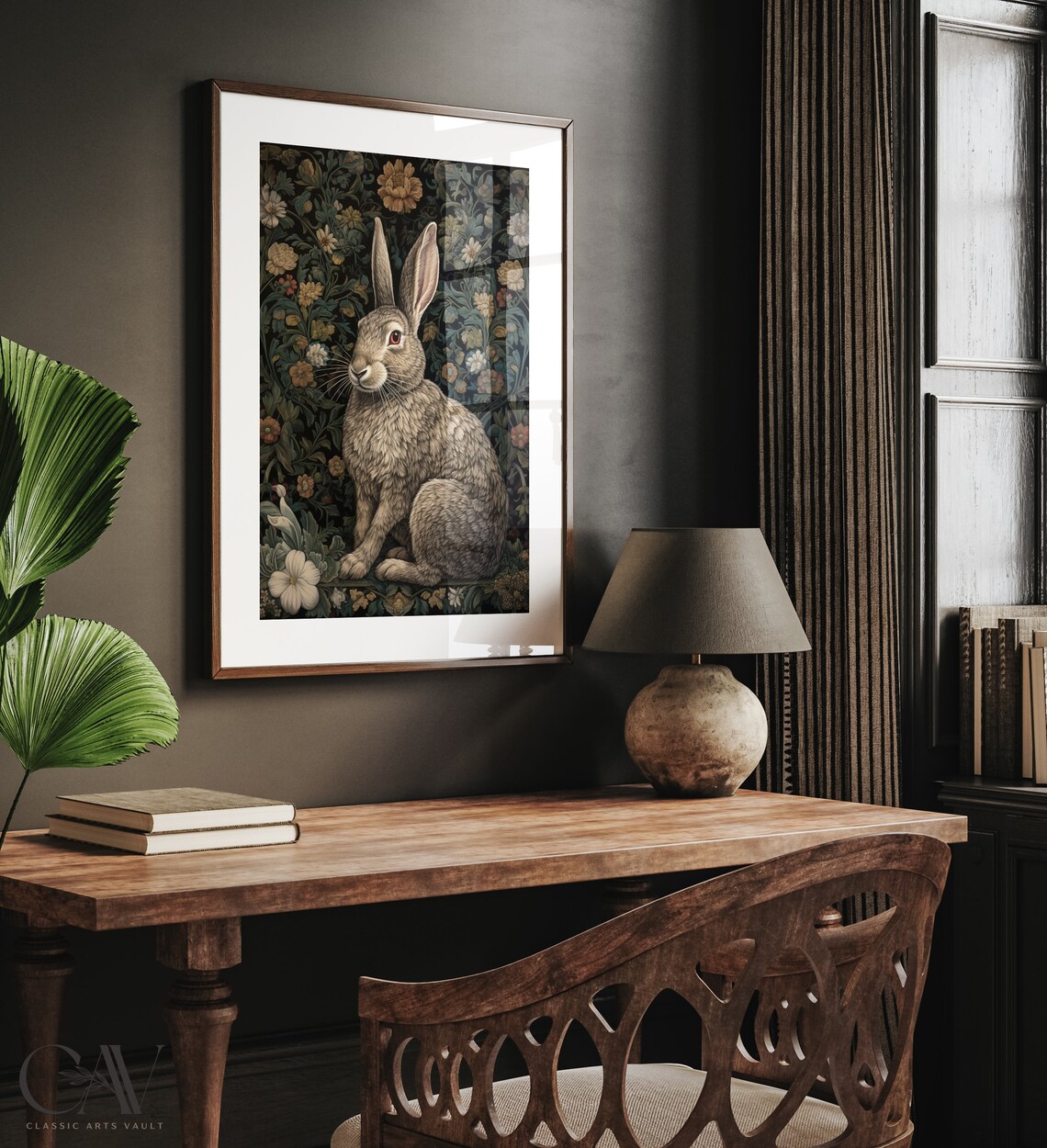 William Morris Inspired White Rabbit Art Print - Image 4