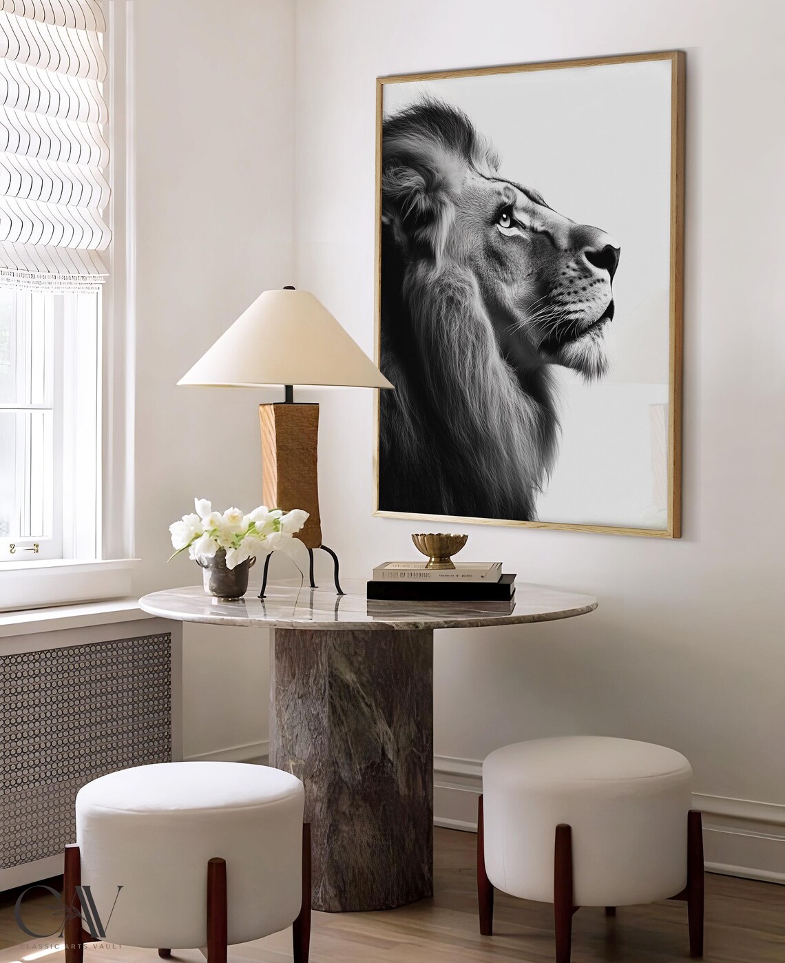 Lion Profile Black and White Photography Portrait Animal Wall Art - Image 4