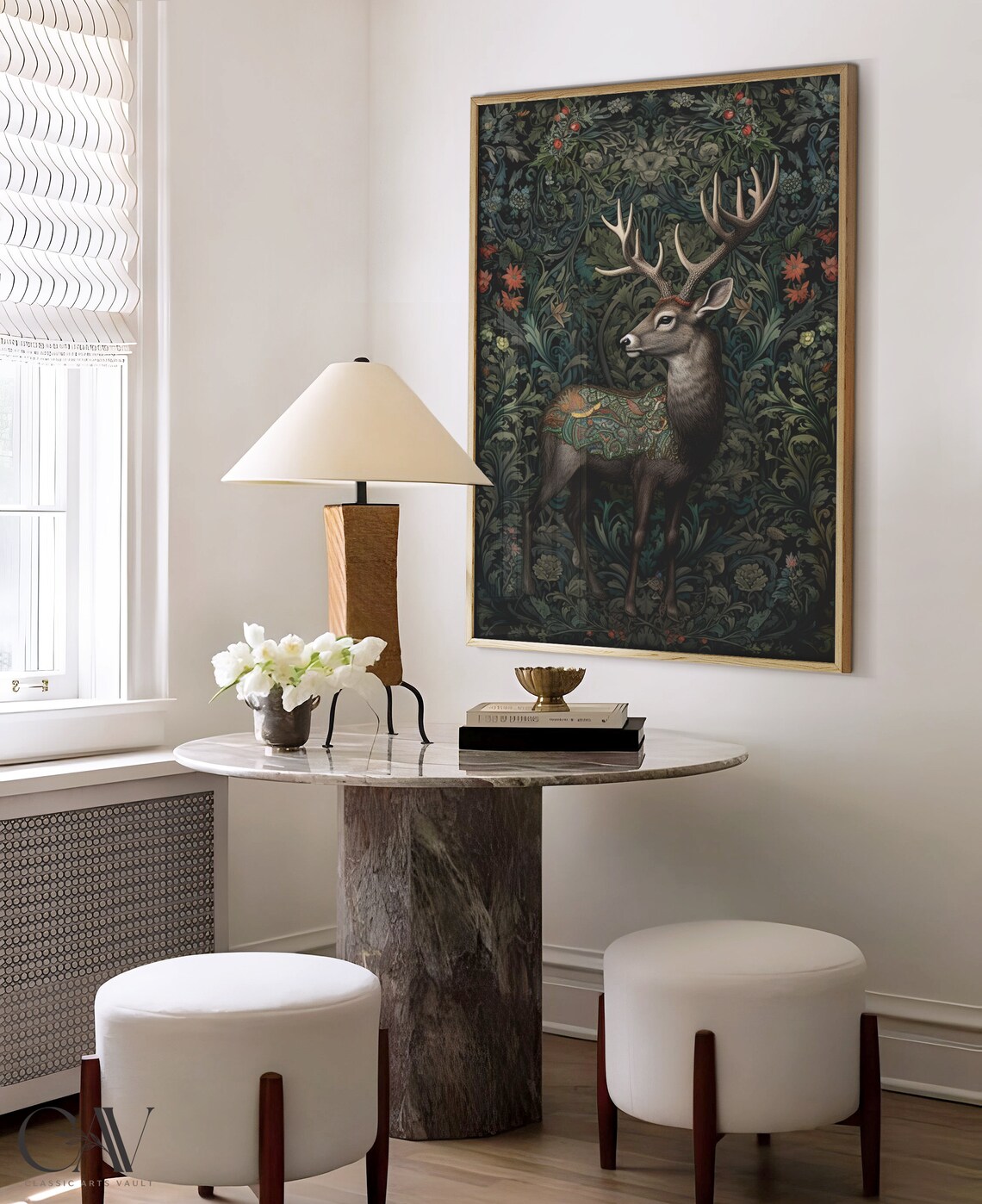William Morris Inspired Deer Art Print, Nature Decor - Image 2