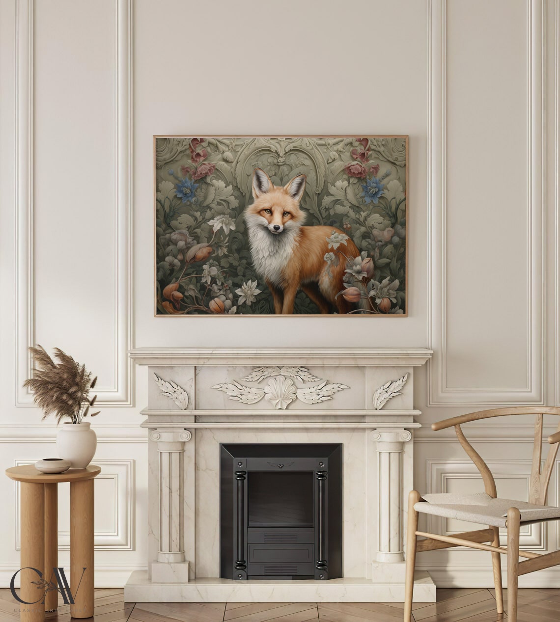 Red Fox Baroque Floral Vintage Botanical Wildlife Art Poster - Image 4