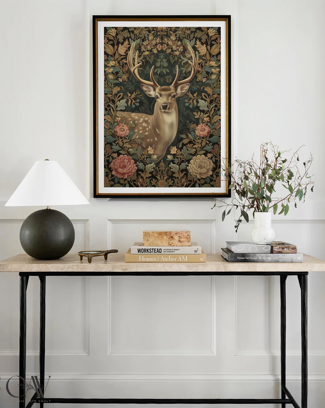 William Morris-Inspired Deer Art Print, Forest Theme - Image 3