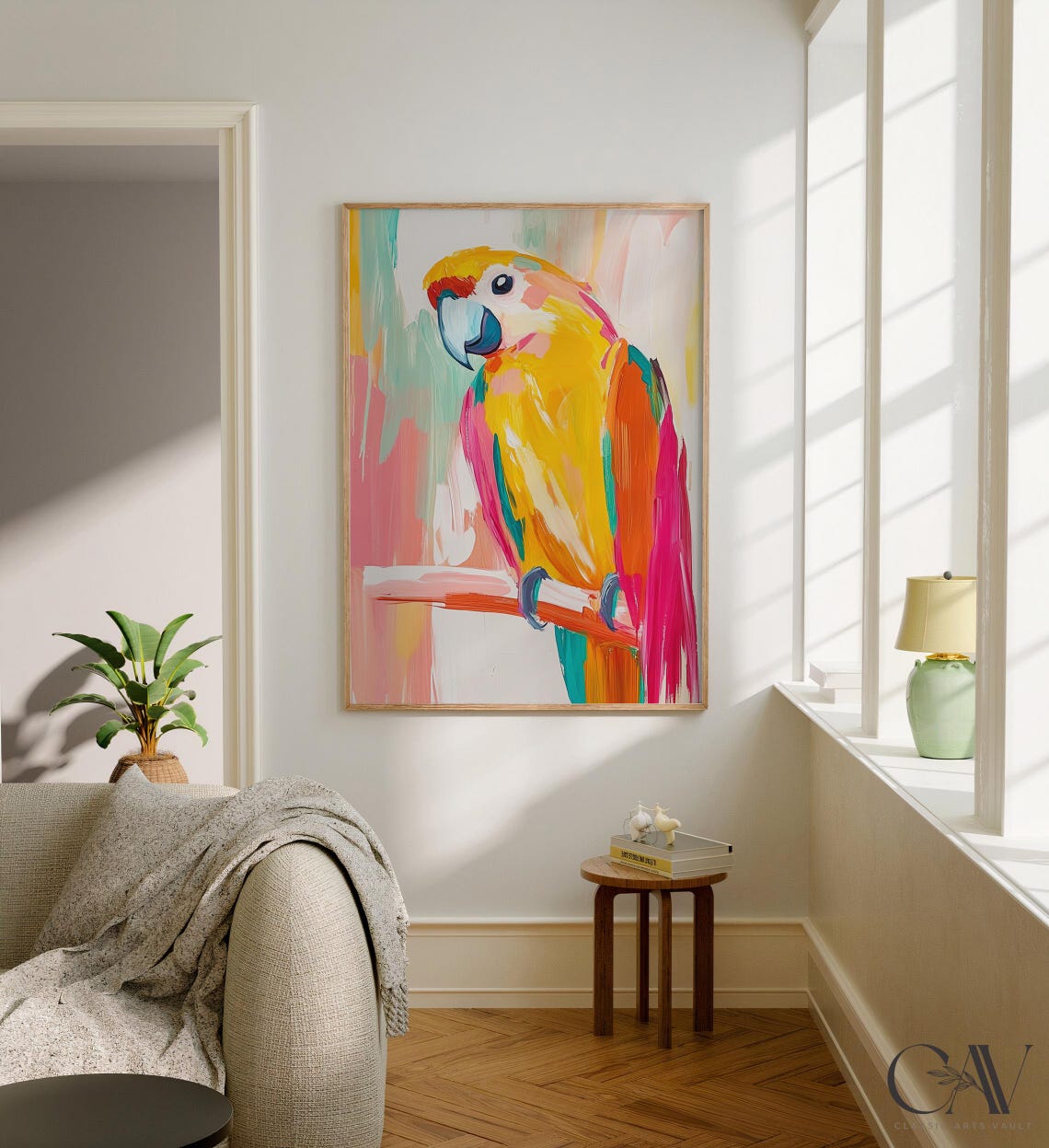 Parrot Colorful Brushstroke Portrait Vibrant Macaw Bird Wall Art - Image 2