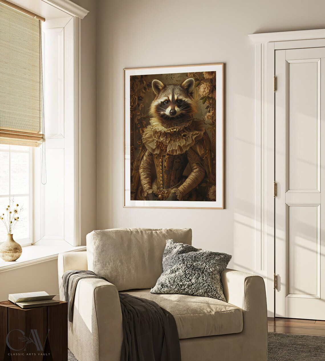 Aristocrat Raccoon Renaissance Lady Lace Gown Vintage Animal Poster - Image 3