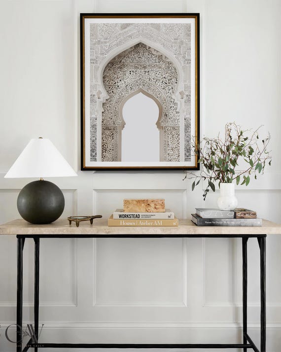 Mosque Arch Neutral Watercolor Art Print, Islamic Decor