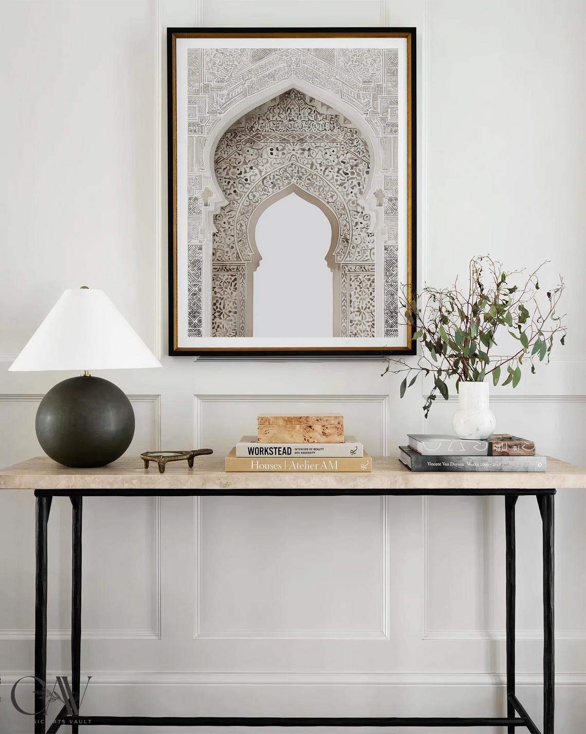 Mosque Arch Neutral Watercolor Art Print, Islamic Decor