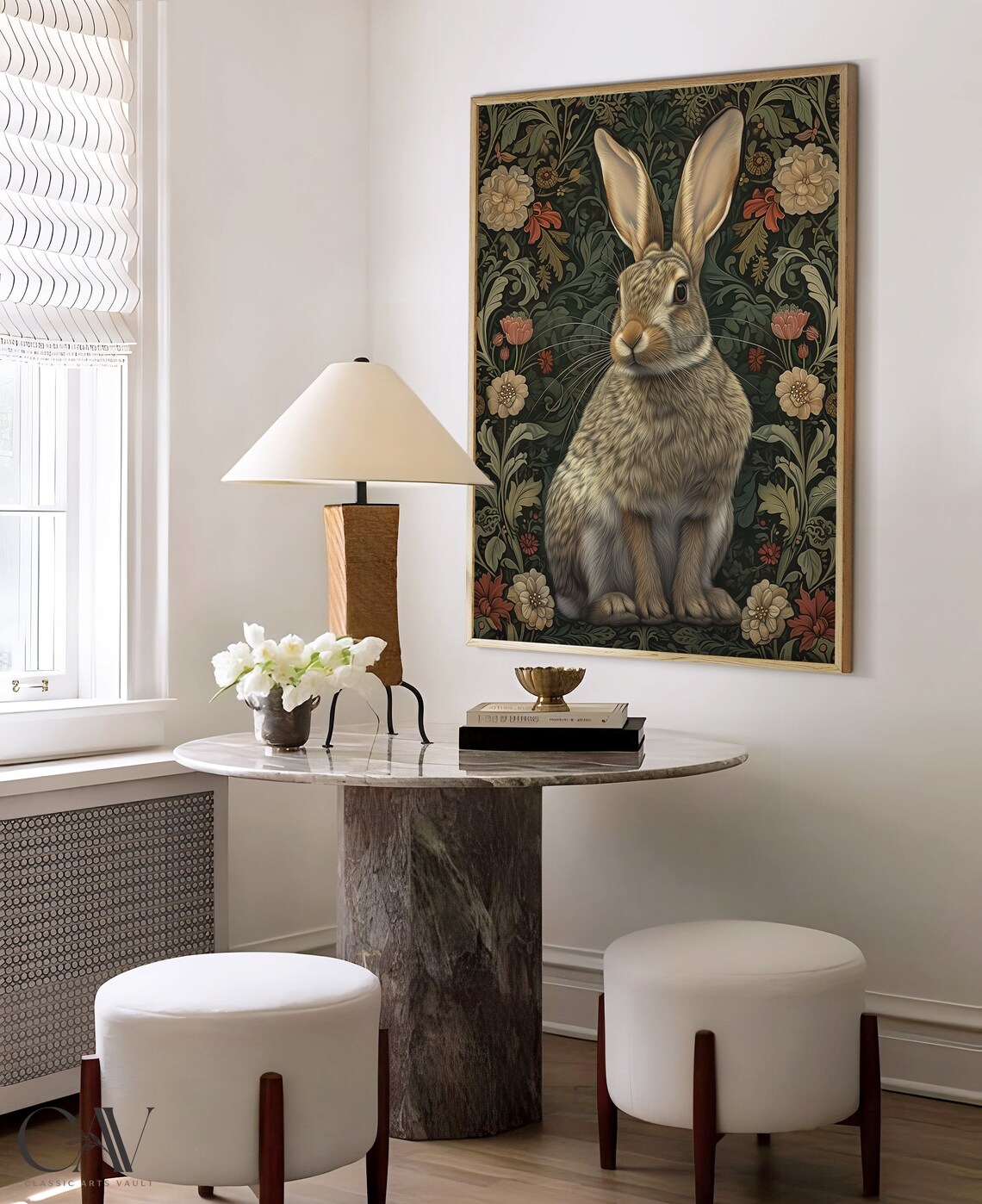 William Morris-Inspired Rabbit Art Print, Bunny Decor - Image 4
