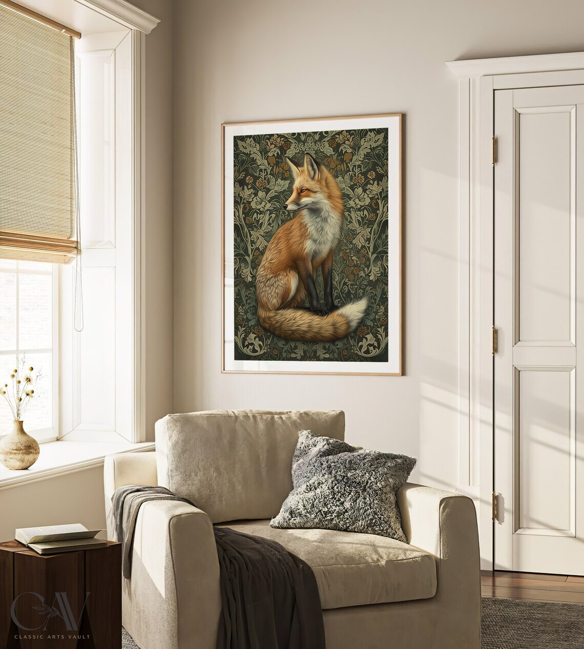 William Morris Inspired Fox Art Print, Nature Decor - Image 2