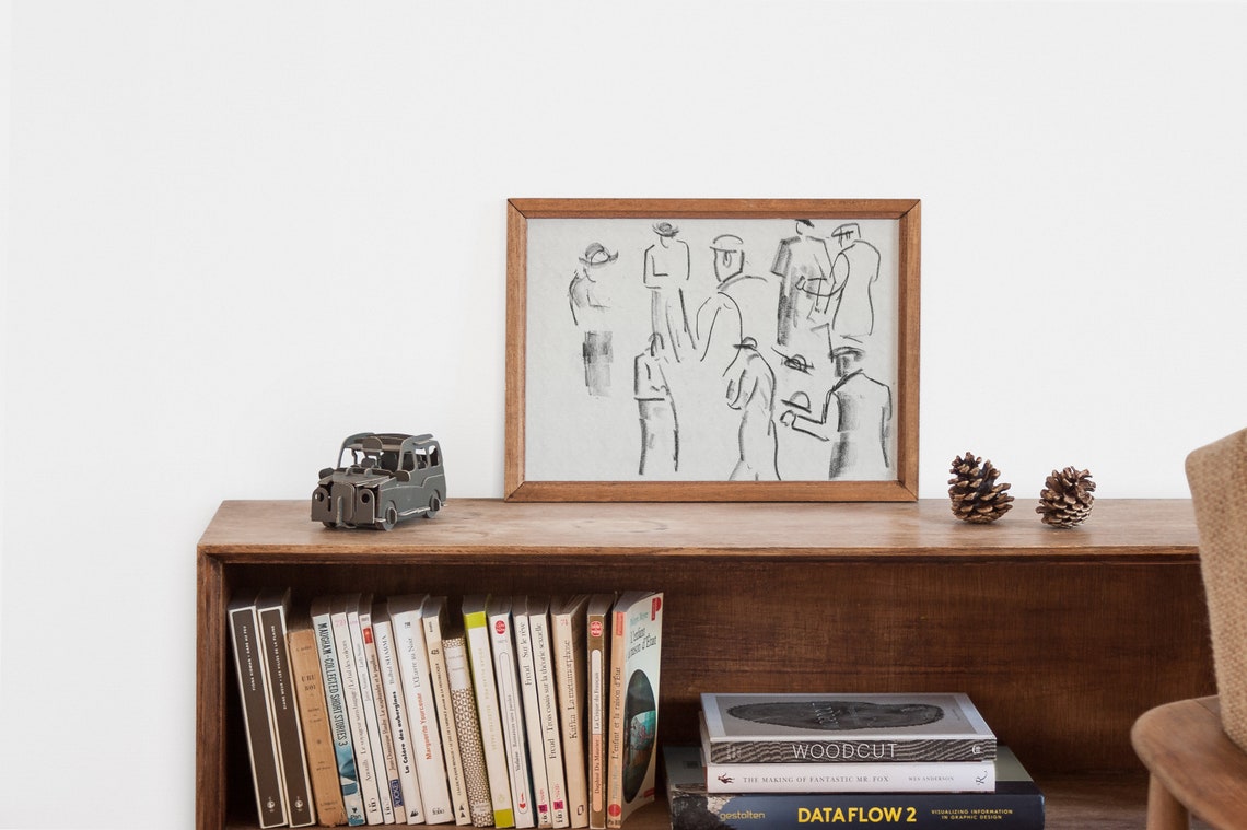 Vintage Figure Sketch Abstract Line Art Print - Image 2