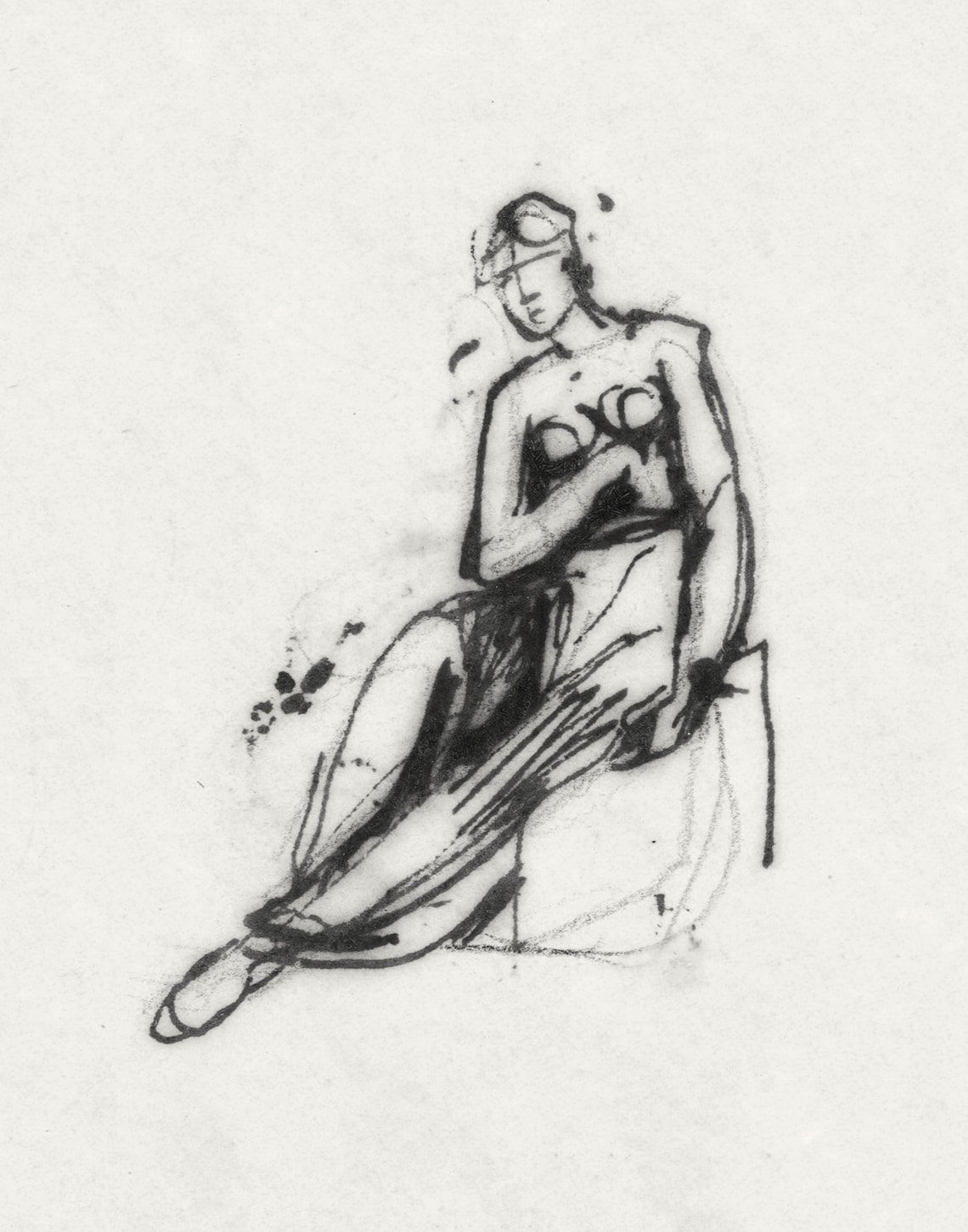 Minimalist Woman Line Art, Vintage Figure Art Print - Image 3