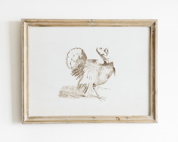 Vintage Thanksgiving Turkey Art Print, Farmhouse Decor