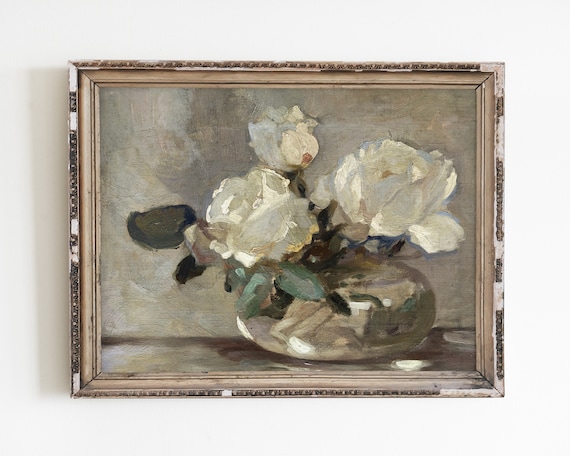 Vintage Rose Flower Still Life Wall Art Print