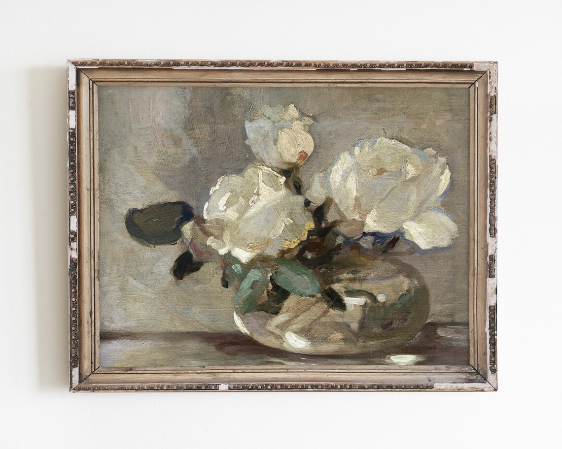 Vintage Rose Flower Still Life Wall Art Print