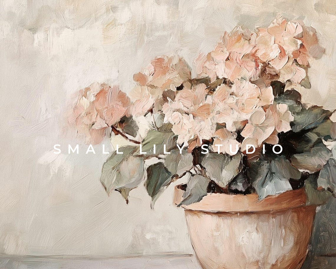 Pink Hydrangeas In Terracotta Pot Vintage Floral Still Life Poster - Image 4