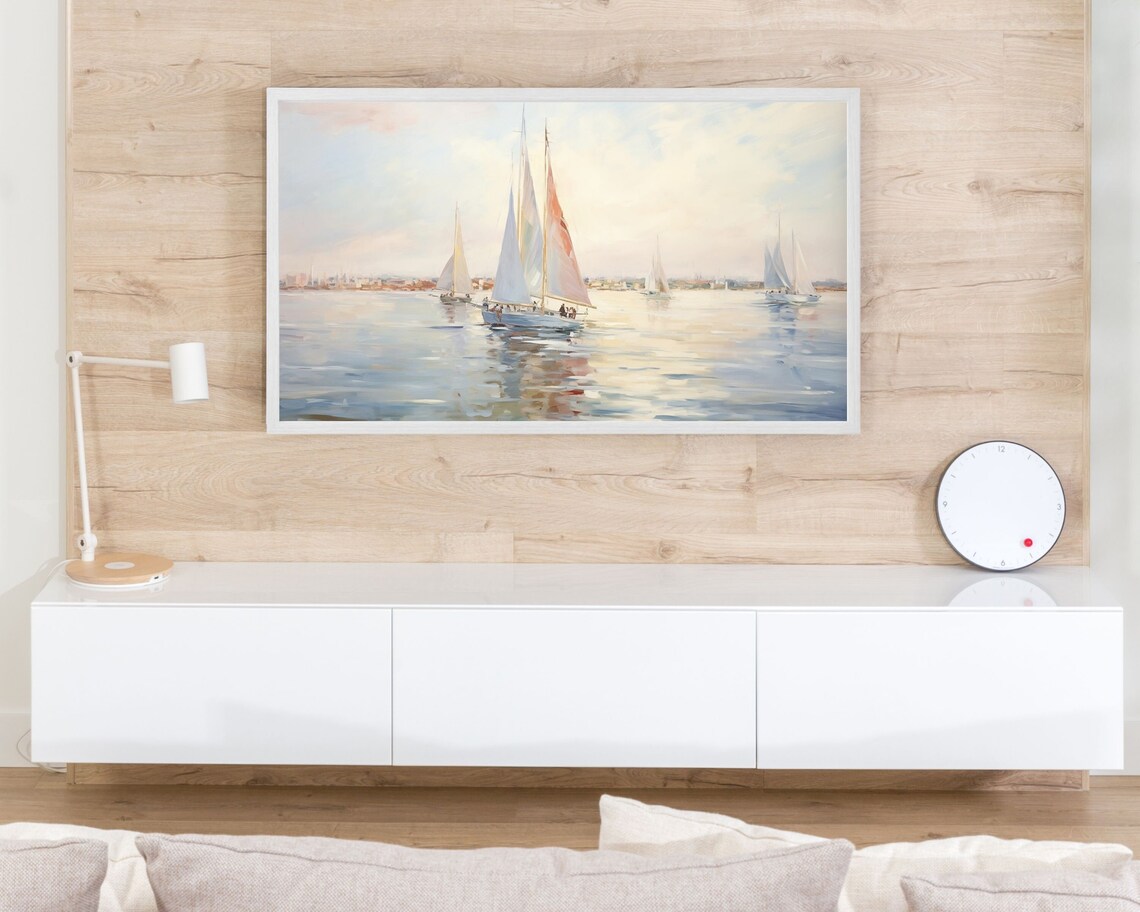 Summer Sailboats Nautical Neutral Coastal Art Print - Image 3
