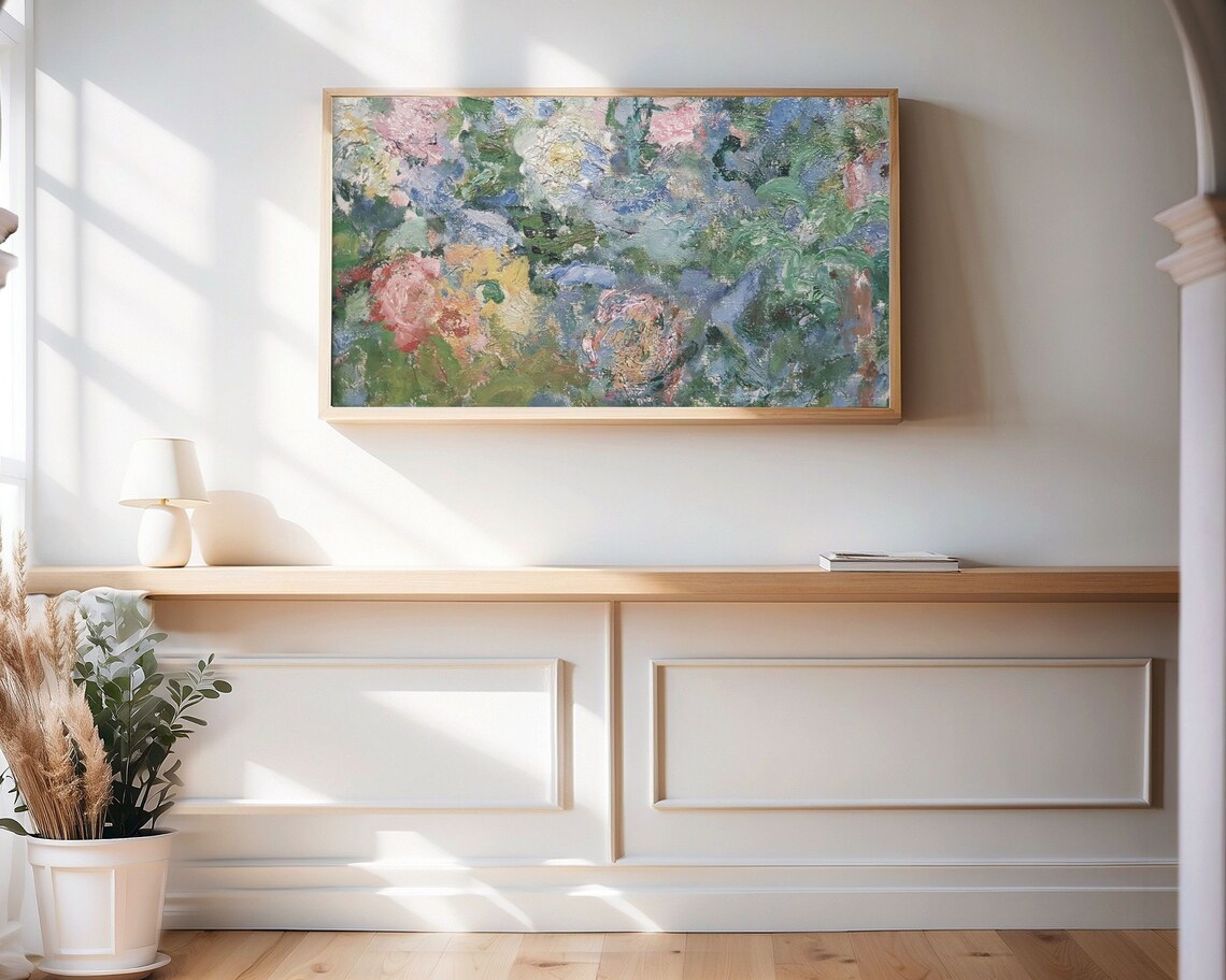 Abstract Colorful Spring Flowers Textured Vibrant Floral Garden Painting Poster - Image 3