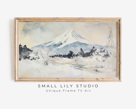 Mount Fuji Winter Snow Peak Japan Vintage Landscape Painting Art Poster
