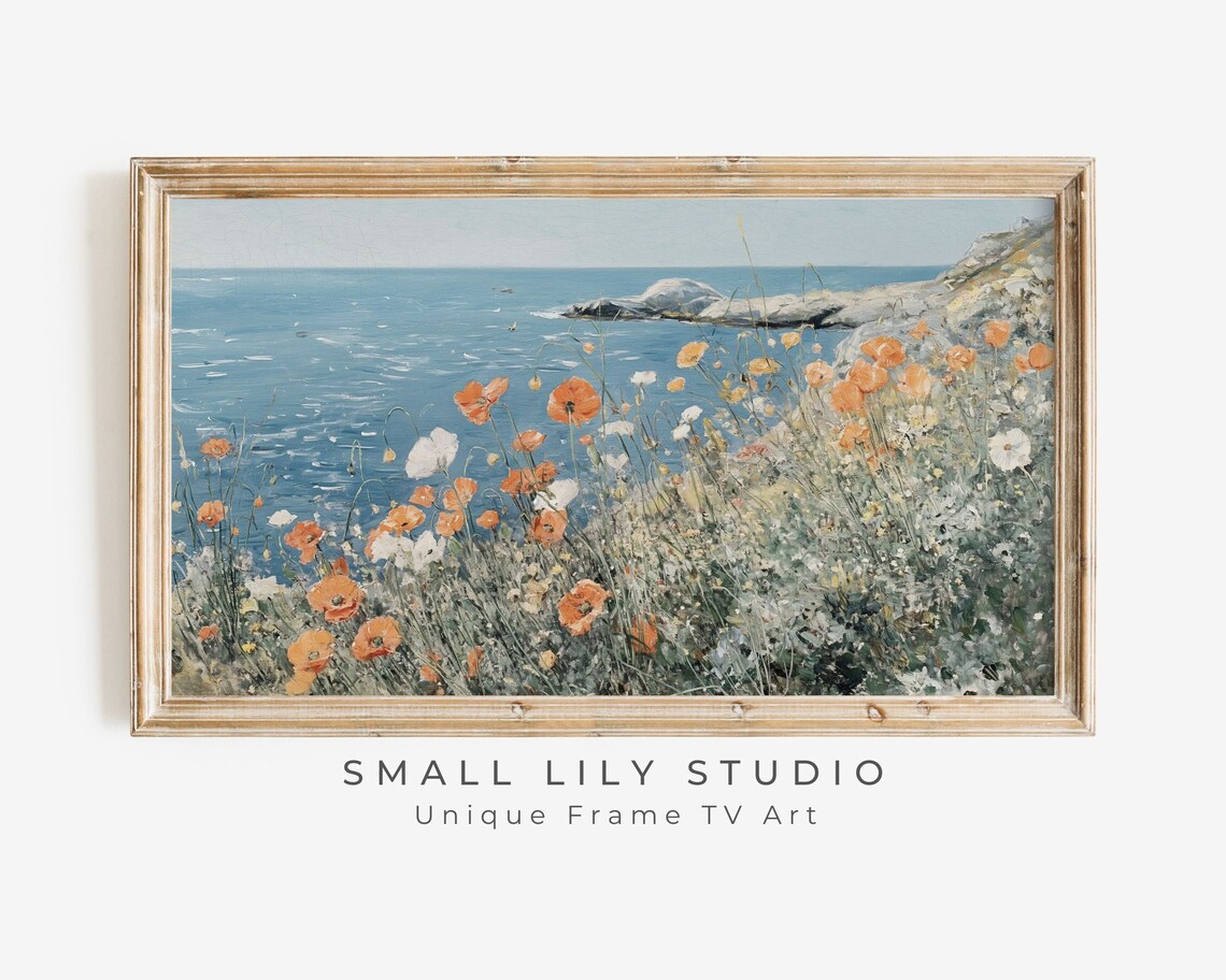 Wildflowers By The Sea Art Print, Coastal Flowers