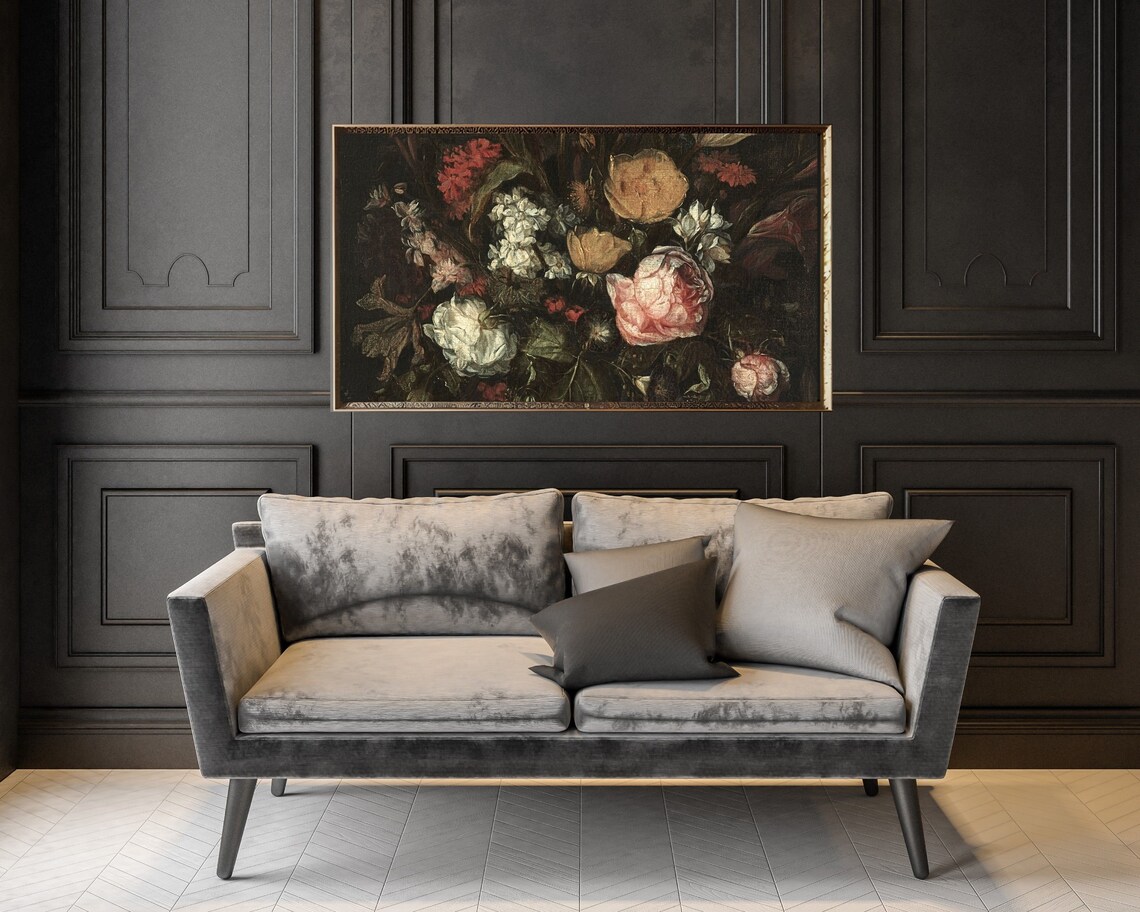 Dark Moody Floral Bouquet Old Masters Style Antique Still Life Poster - Image 3