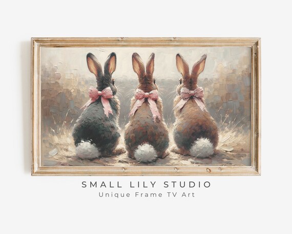 Bunnies With Pink Bows Easter Rabbit Art Print