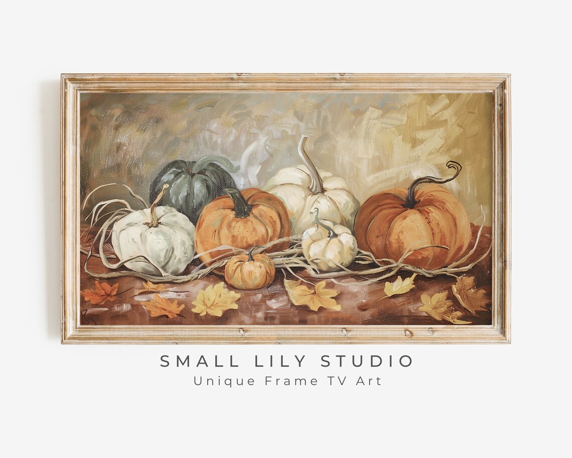 Pumpkin Harvest Vintage Style Art Print, Autumn