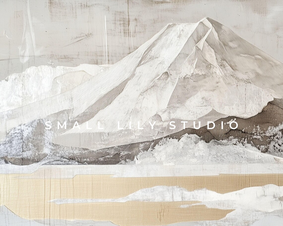 Mount Fuji Gold Lake Abstract Geometric Vintage Japanese Art Poster - Image 4