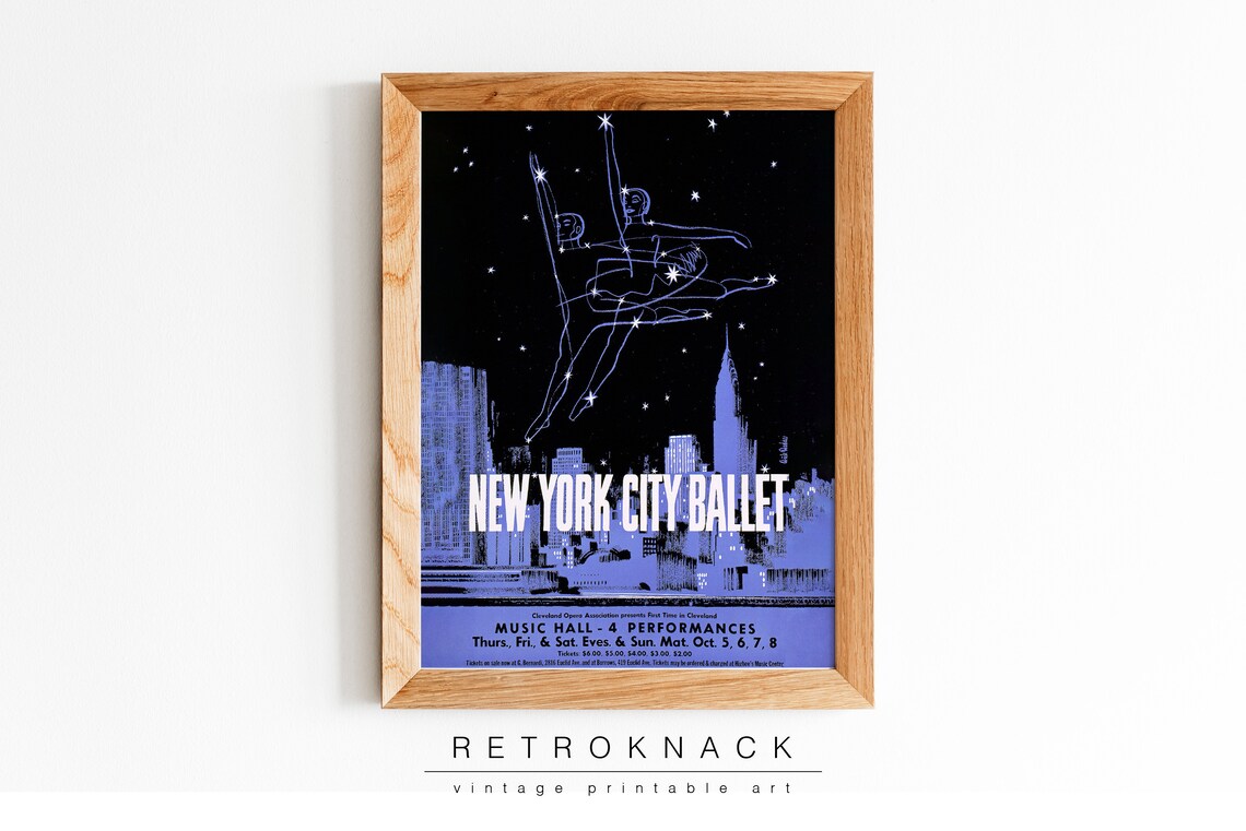 New York City Ballet Music Hall Cleveland Night Skyline Dancer Poster - Image 2