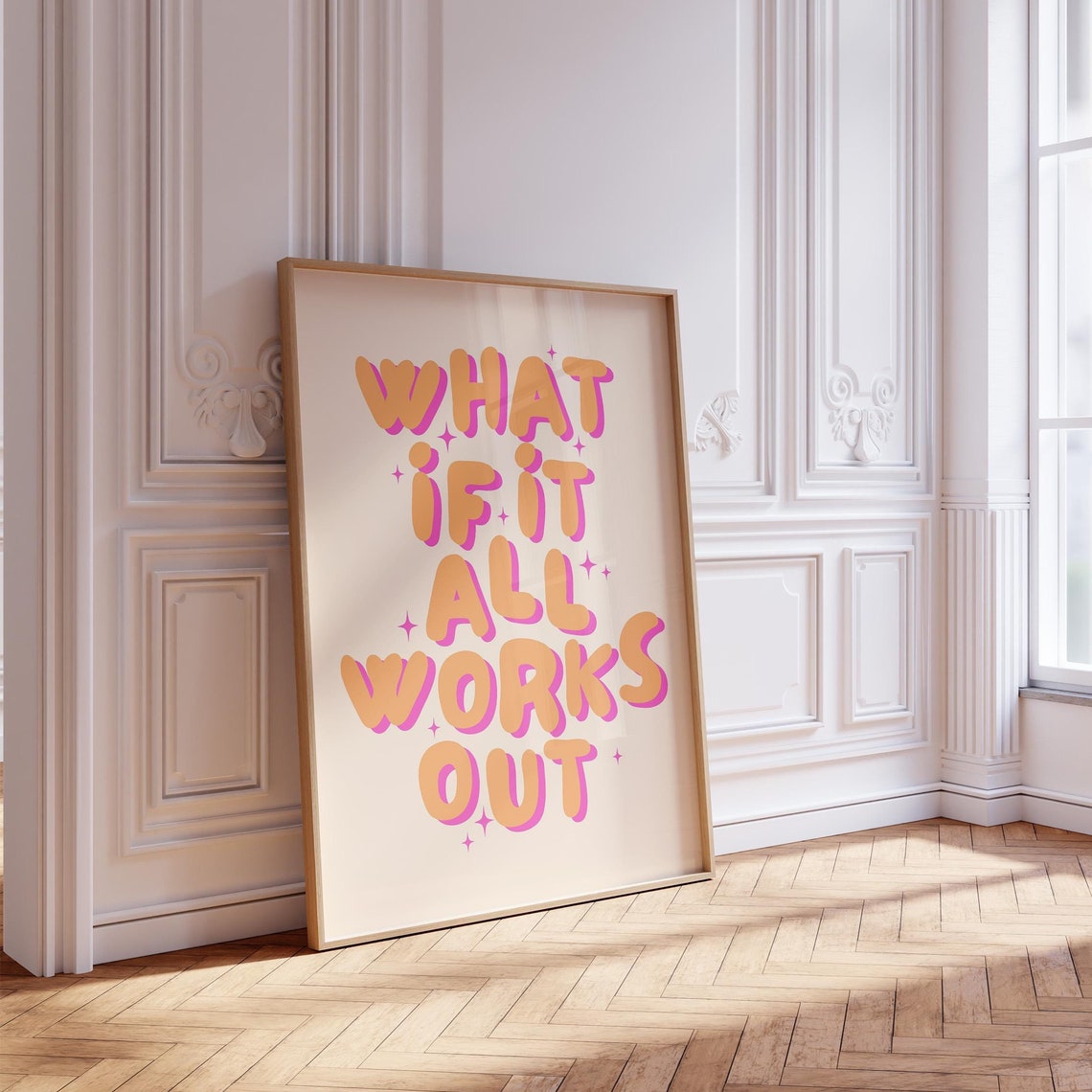 What If It All Works Out Orange Bubble Letter Affirmation Poster